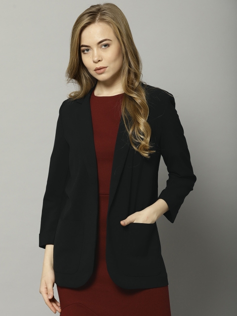 Marks & Spencer Women Black Solid Open-Front Blazer - buy at the price ...