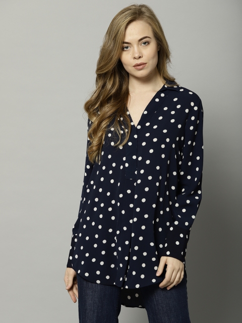 

Marks & Spencer Women Navy Blue & White Regular Fit Printed Longline Casual Shirt