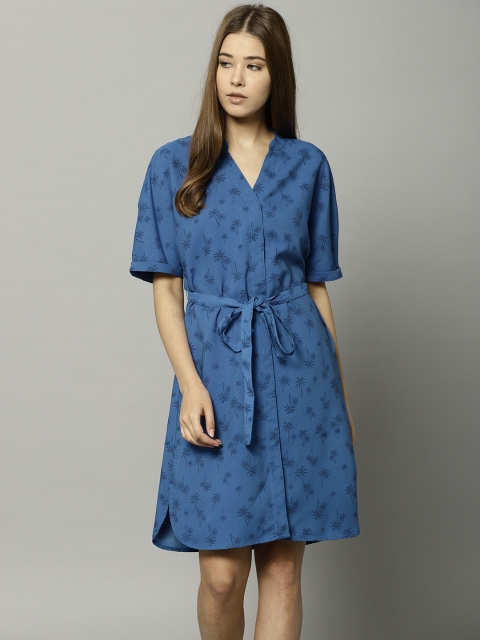 

Marks & Spencer Women Blue Printed A-Line Dress