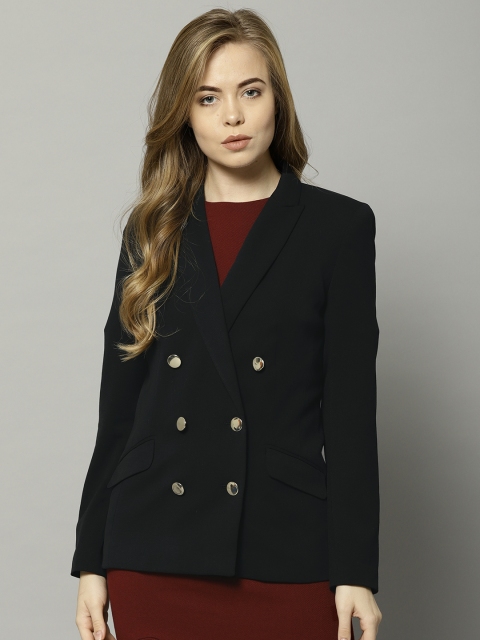 

Marks & Spencer Women Black Solid Double-Breasted Blazer