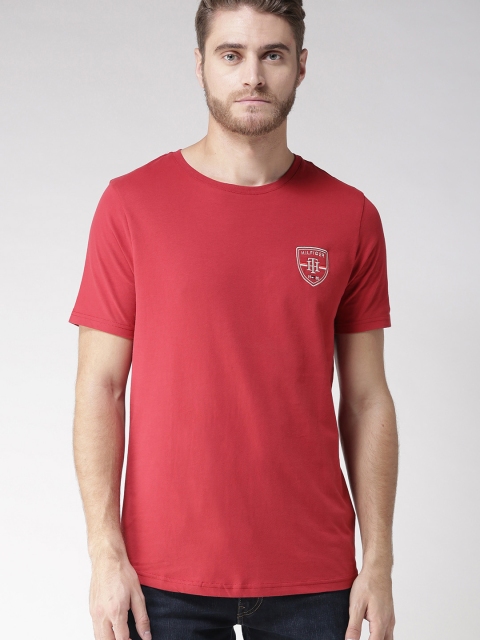

Tommy Hilfiger Men Red Solid Round Neck T-shirt