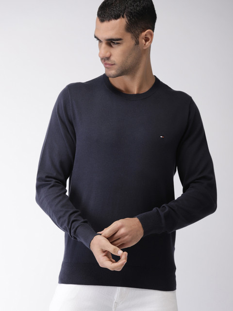 

Tommy Hilfiger Men Navy Solid Pullover, Navy blue