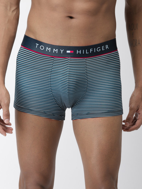 

Tommy Hilfiger Men Blue & White Striped Trunks A8AB4116