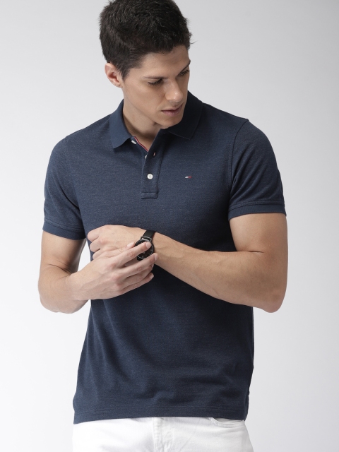

Tommy Hilfiger Men Navy Solid Slim Fit Polo Collar T-shirt, Navy blue