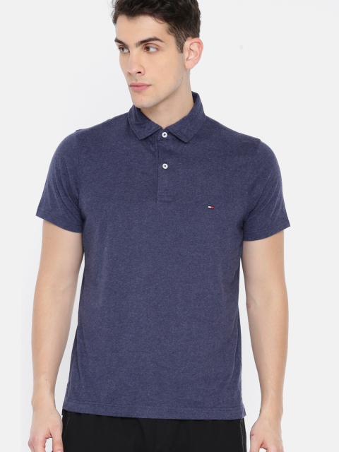 

Tommy Hilfiger Men Navy Blue Slim Fit Solid Polo Collar T-shirt