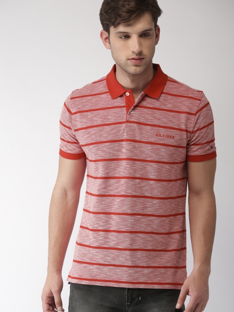 

Tommy Hilfiger Men Red Striped Polo Collar T-shirt