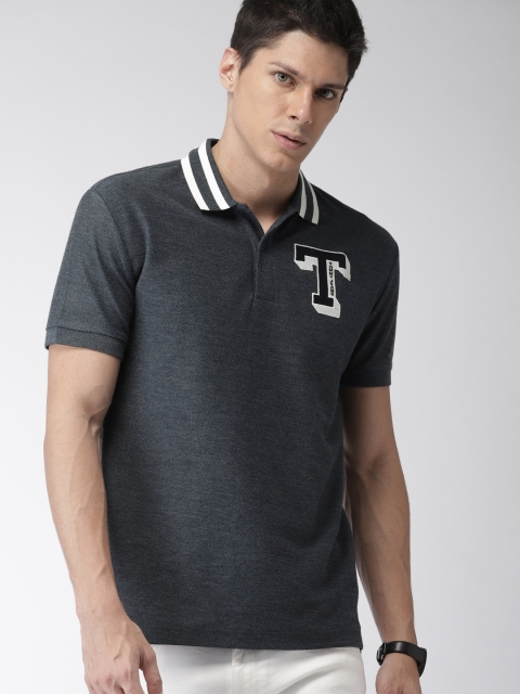 

Tommy Hilfiger Men Navy Blue Regular Fit Polo Collar Solid T-Shirt