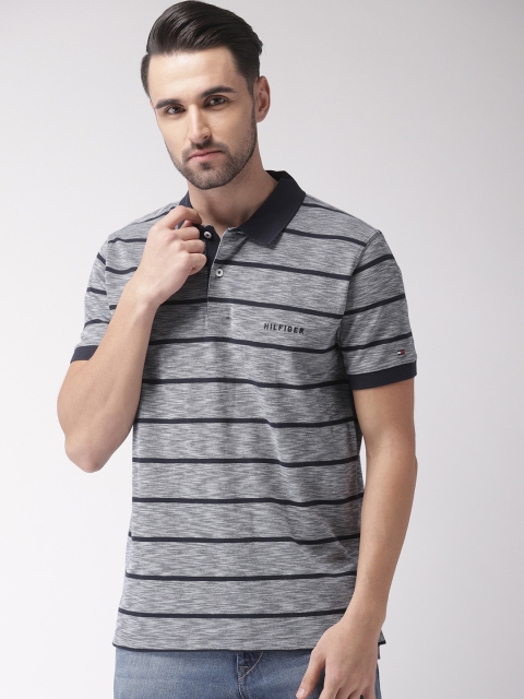 

Tommy Hilfiger Men Navy Blue Striped Polo T-shirt
