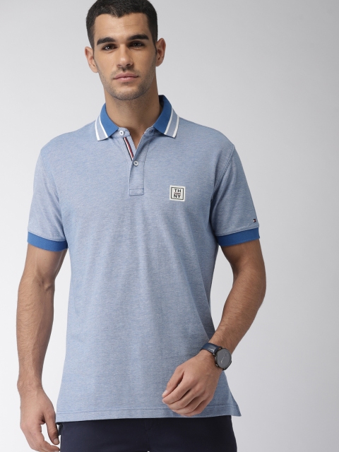 

Tommy Hilfiger Men Blue Solid Polo Collar T-shirt