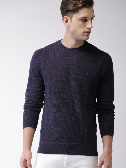 

Tommy Hilfiger Men Navy Solid Pullover, Navy blue