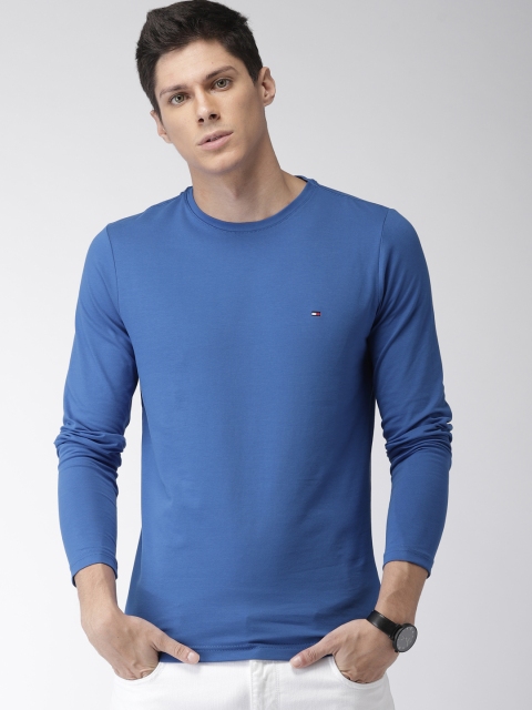 

Tommy Hilfiger Men Blue Solid Slim Fit Round Neck T-shirt
