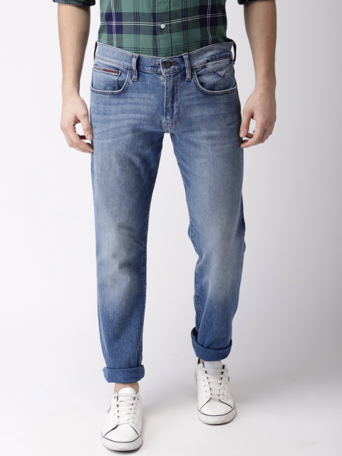 

Tommy Hilfiger Men Blue Straight Fit Mid-Rise Clean Look Stretchable Jeans