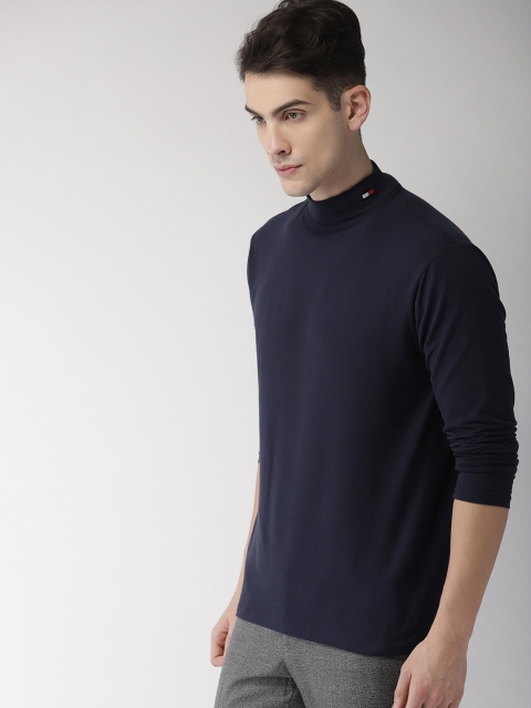 

Tommy Hilfiger Men Navy Solid High Neck T-shirt, Navy blue