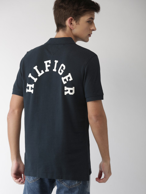 

Tommy Hilfiger Men Navy Blue Printed Polo Collar T-shirt