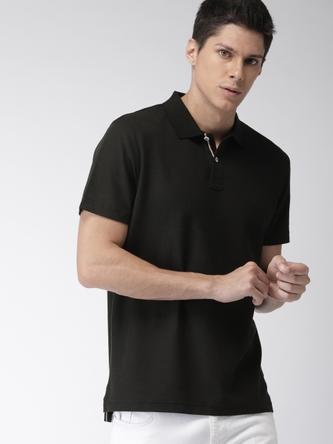 

Tommy Hilfiger Men Black Solid Regular Fit Polo Collar T-shirt