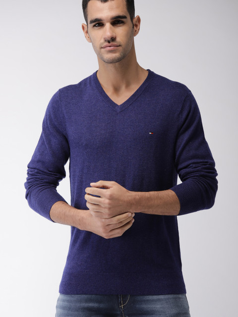 

Tommy Hilfiger Men Blue Solid Wool Pullover