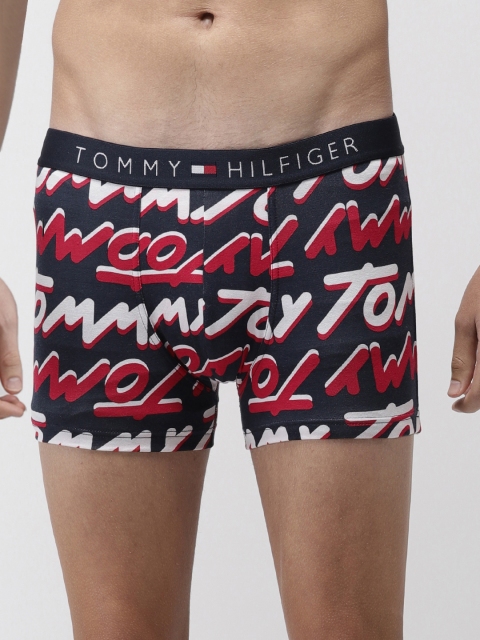 

Tommy Hilfiger Men Navy Blue & Red Printed Trunks A8AB4107