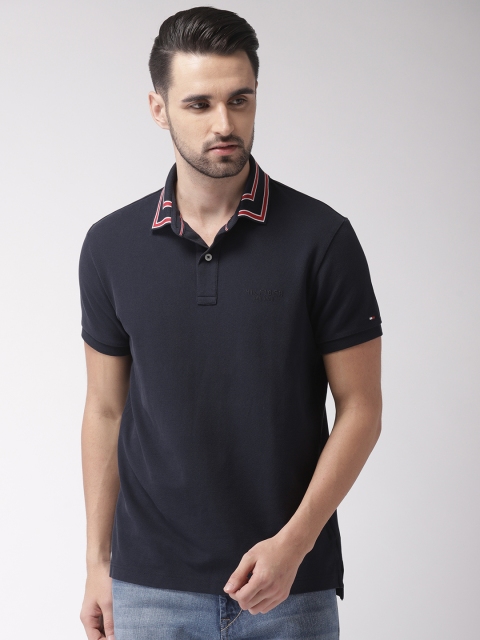 

Tommy Hilfiger Men Navy Blue Solid Polo T-shirt