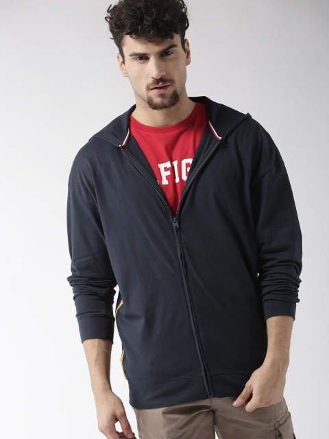 

Tommy Hilfiger Men Navy Blue Solid Hooded Sweatshirt