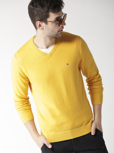 

Tommy Hilfiger Men Yellow Solid Pullover