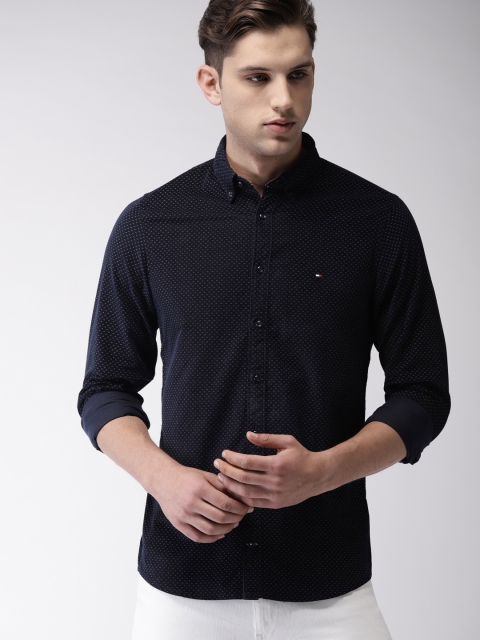 

Tommy Hilfiger Men Navy Blue Slim Fit Printed Casual Shirt