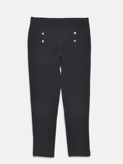 

United Colors of Benetton Girls Navy Self Design Treggings, Navy blue