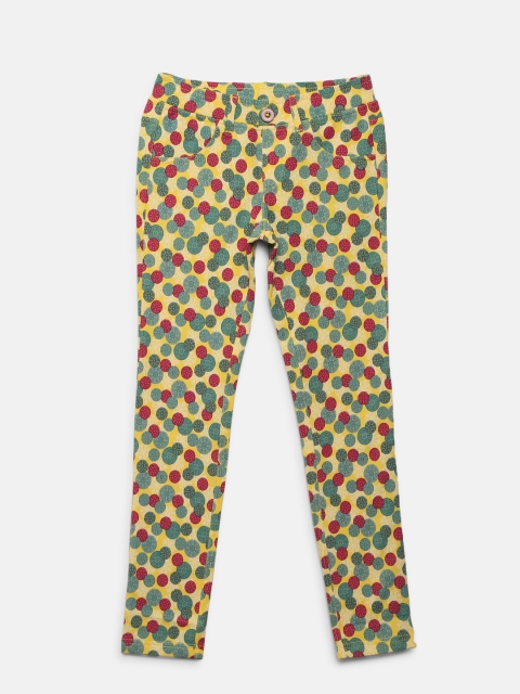 

United Colors of Benetton Girls Yellow & Green Printed Treggings