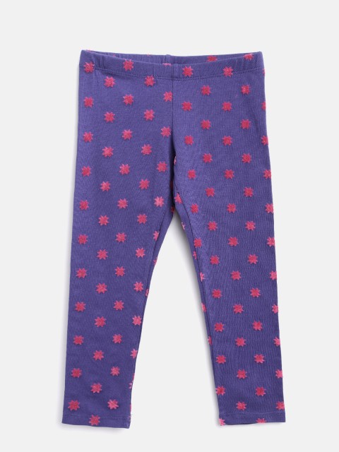 

United Colors of Benetton Girls Purple & Pink Flock Print Leggings