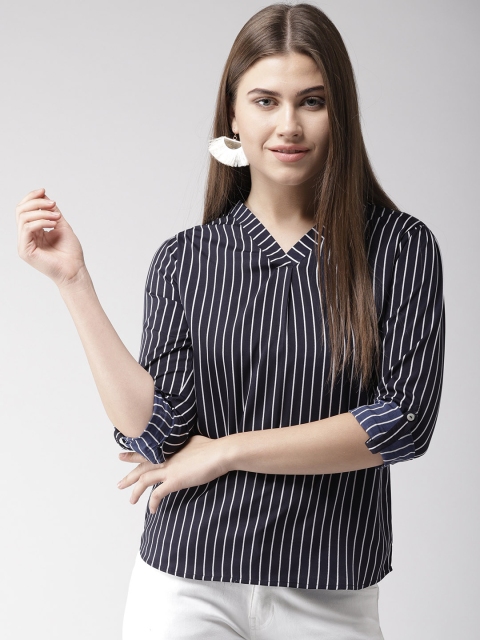 

Style Quotient Women Navy Blue & White Striped Top