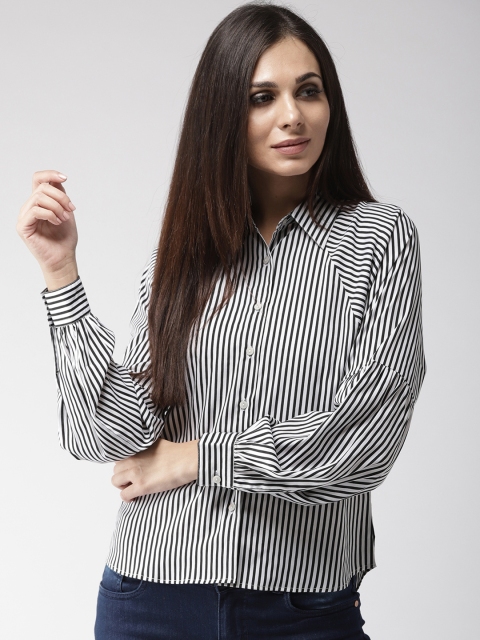 

Style Quotient by noi Women White & Black Regular Fit Striped Shirt