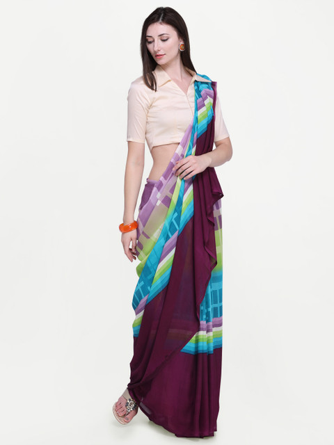 

Ligalz Multicoloured Printed Poly Chiffon Saree, Multi