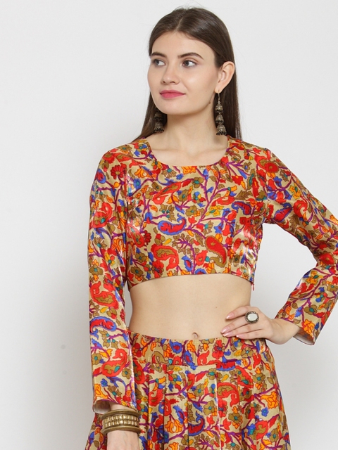 

Castle Red Silk Printed Saree Blouse