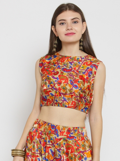 

Castle Red Silk Printed Saree Blouse