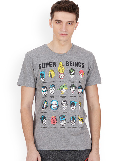 

Free Authority Men Grey Melange Printed T-shirt