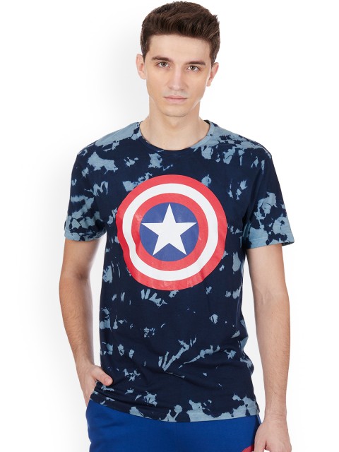 

Free Authority Men Blue Captain America Printed T-shirt