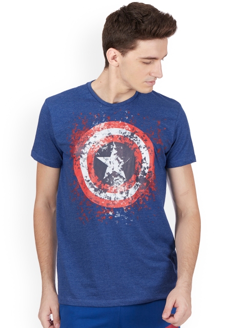 

Free Authority Men Blue Captain America Printed T-shirt