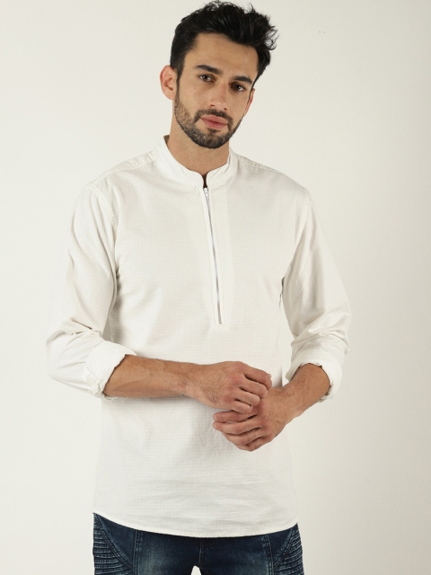 

Blue Saint Men White Solid Straight Kurta