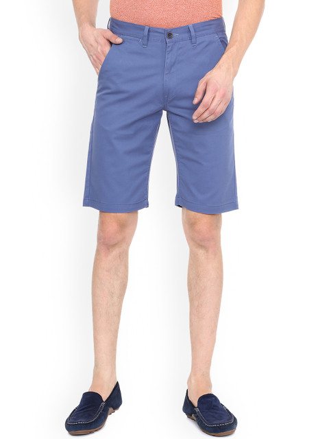 

Peter England Casuals Men Blue Solid Slim Fit Regular Shorts