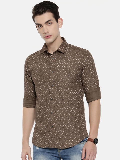 

CP BRO Men Brown Slim Fit Printed Casual Shirt