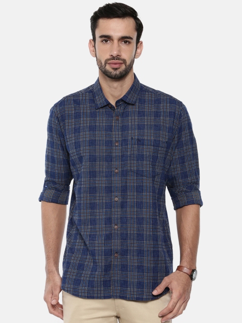 

CP BRO Men Blue Slim Fit Checked Casual Shirt