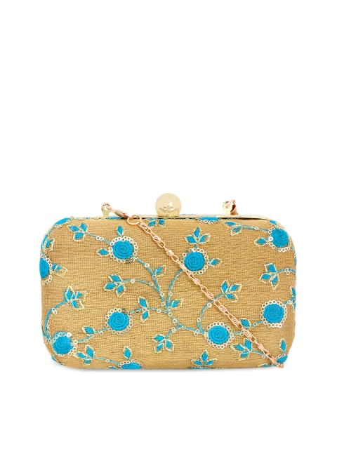 

ZAREGARE Beige & Blue Printed Clutch