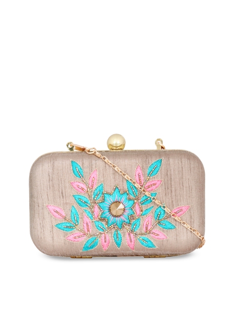 

ZAREGARE Taupe & Pink Taupe & Pink Solid Clutch Clutch