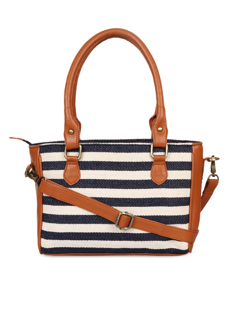 

ZAREGARE Navy Blue & White Striped Handheld Bag