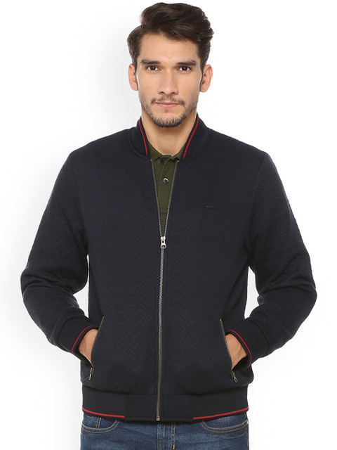 

Peter England Casuals Men Navy Blue Self Design Bomber