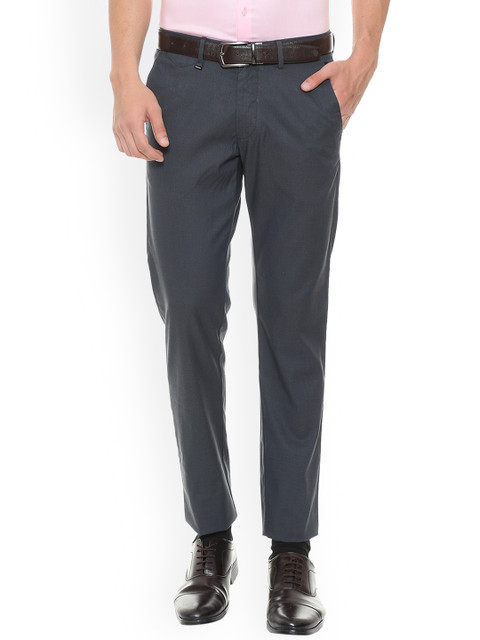 

Van Heusen Men Grey Slim Fit Self Design Formal Trousers