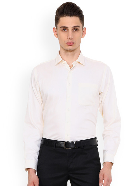 

Van Heusen Men Cream-Coloured Regular Fit Solid Formal Shirt