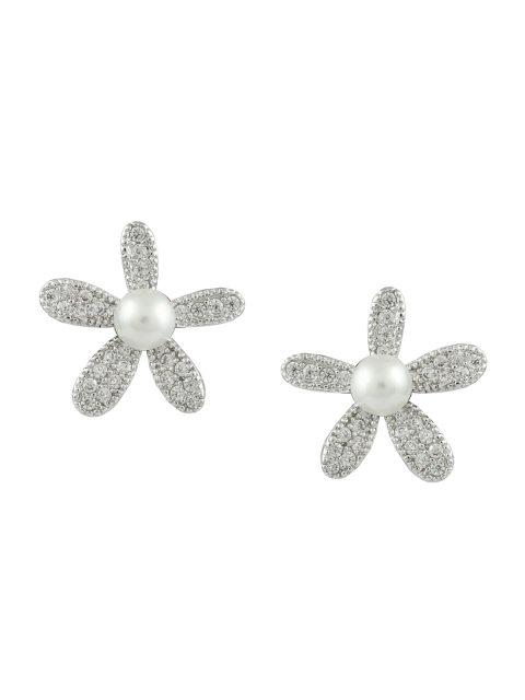 

Sia Art Jewellery Silver-Toned Floral Studs
