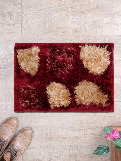 

ROMEE Maroon & Beige Solid Rectangle Shaggy Doormat