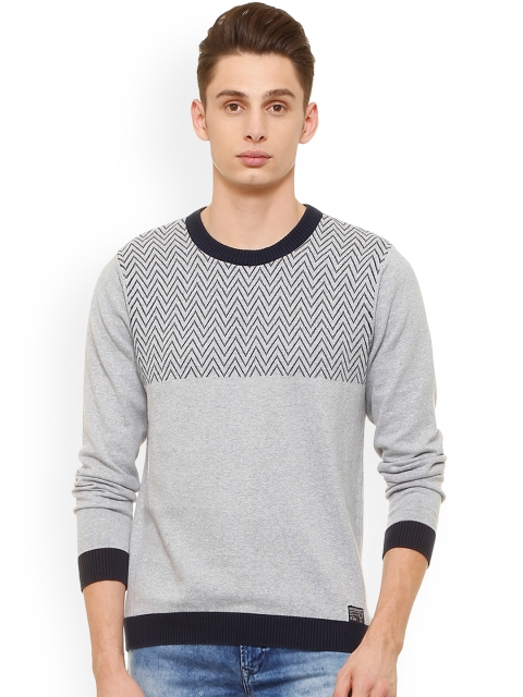 

Solly Jeans Co. Men Grey Self Design Pullover