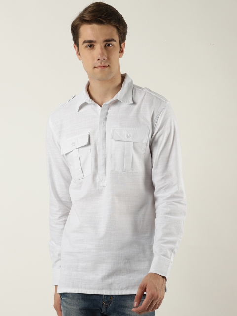 

Blue Saint Men White Solid Straight Kurta